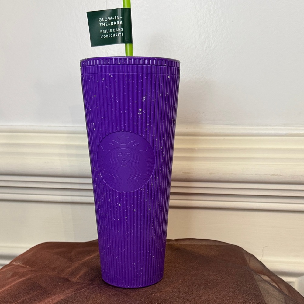 NWT Starbucks Purple Glow In The Dark Green Tumbler with Logo 24oz